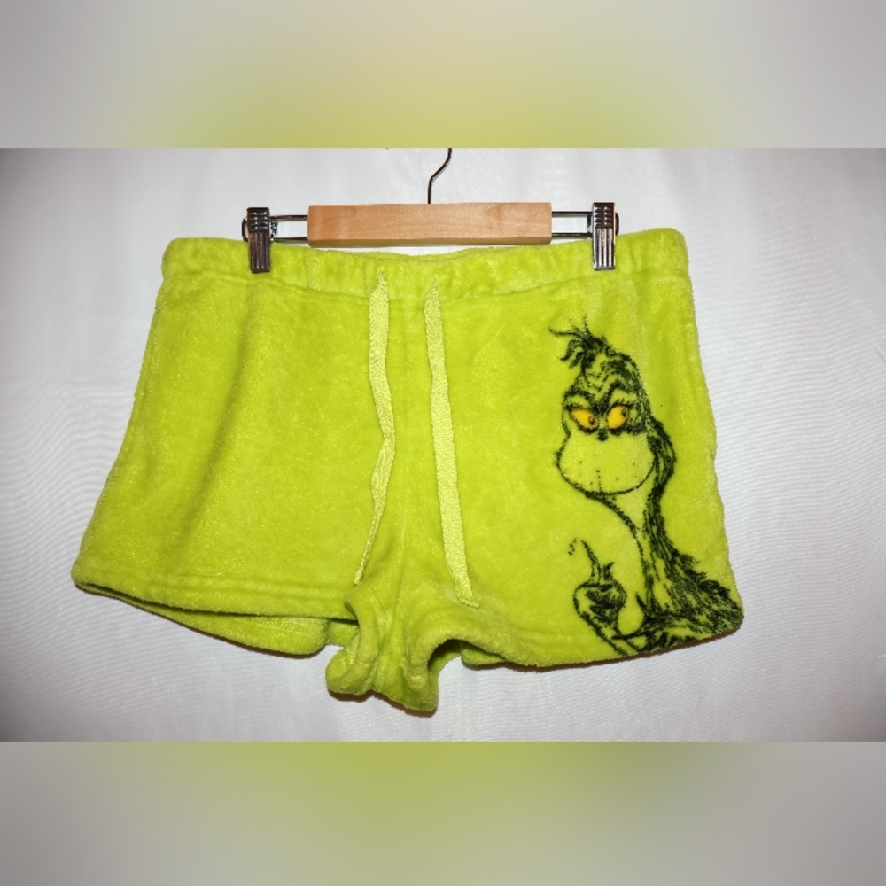 The Grinch Lime Green Fleece Shorts. Large.